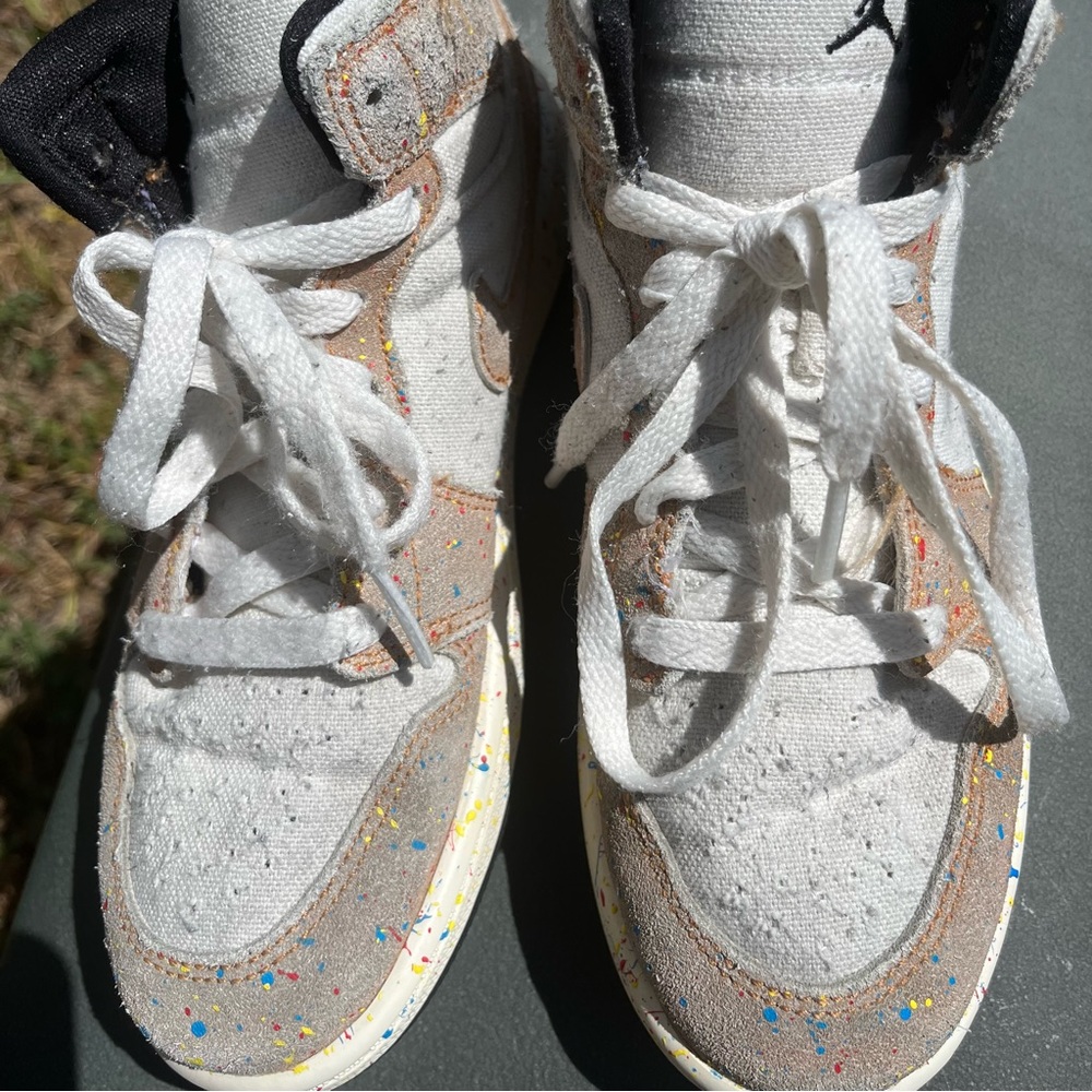 Kids Jordan 1 Mid SE Brushstrokes Color Beige